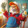 Cat And Money Diamond Painting