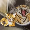 Cat And Tiger Mirror Diamond Painting