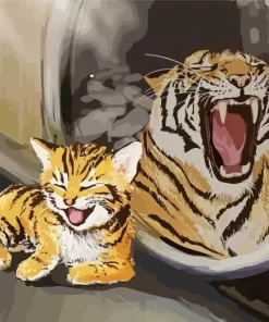 Cat And Tiger Mirror Art Diamond Painting