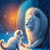 Cat Lion Mirror Reflection Diamond Painting