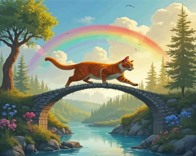 cat over the rainbow bridge Diamond With Numbers Cat Over The Rainbow Bridge Diamond Painting