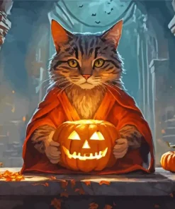 Cat Pumpkin Diamond Painting