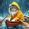 Cat Rowing A Boat Diamond Painting