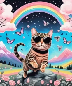 Cat Wearing Black Glasses Diamond Painting