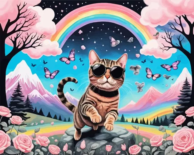 cat wearing black glasses Diamond Paintings Cat Wearing Black Glasses Diamond Painting