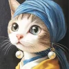 Cat With A Pearl Earring Art Diamond Painting