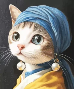 Cat With A Pearl Earring Art Diamond Painting