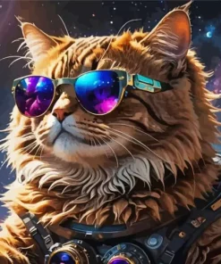 Cat With Galaxy Glasses Diamond Painting