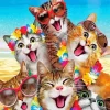 Cats Group Selfie Diamond Painting