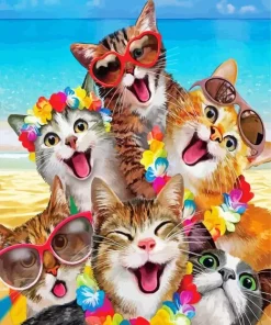 Cats Group Selfie Diamond Painting