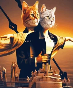 Cats In Titanic Diamond Painting