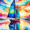 Colorful Seascape Boat Diamond Painting