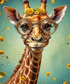 Cool Giraffe Glasses Art Diamond Painting