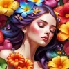 Cool Girl Laying In Flowers Art Diamond Painting
