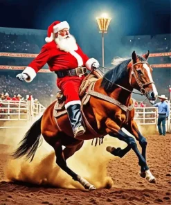Cool Santa Claus On A Horse Art Diamond Painting