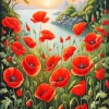 Cool Scarlet Poppy Flower Diamond Painting