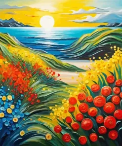 Cool Seascape Flowers Art Diamond Painting