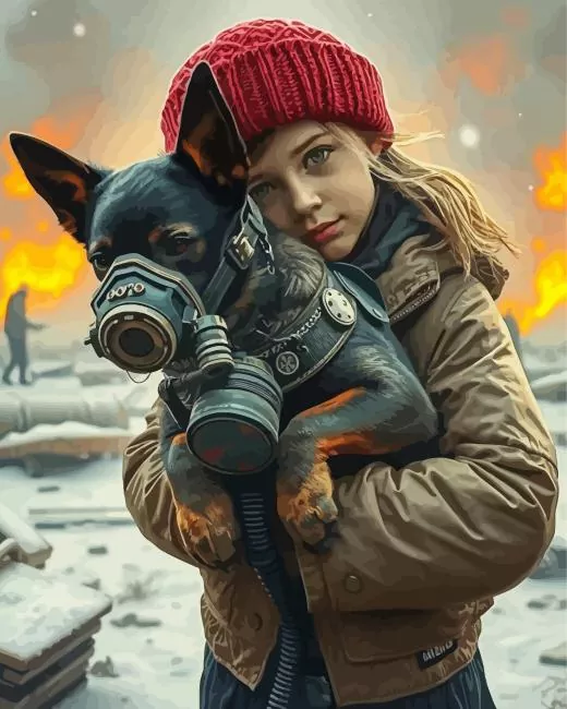 cute girl holding dog Diamond Paintings Cute Girl Holding Dog Diamond Painting