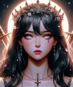 Cute Girl With Swords Diamond Painting