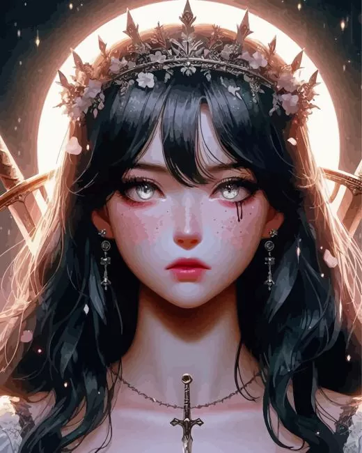 cute girl with swords Diamond Paintings Cute Girl With Swords Diamond Painting