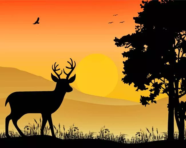 deer silhouette Diamond Paintings Deer Silhouette Diamond Painting