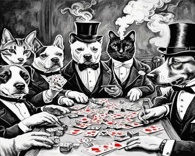 dogs playing cards Diamond by Numbers Dogs Playing Cards Diamond Painting