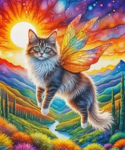 Fairy Cat Flying Diamond Painting