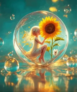 Fairy Holding A Sunflower Diamond Painting