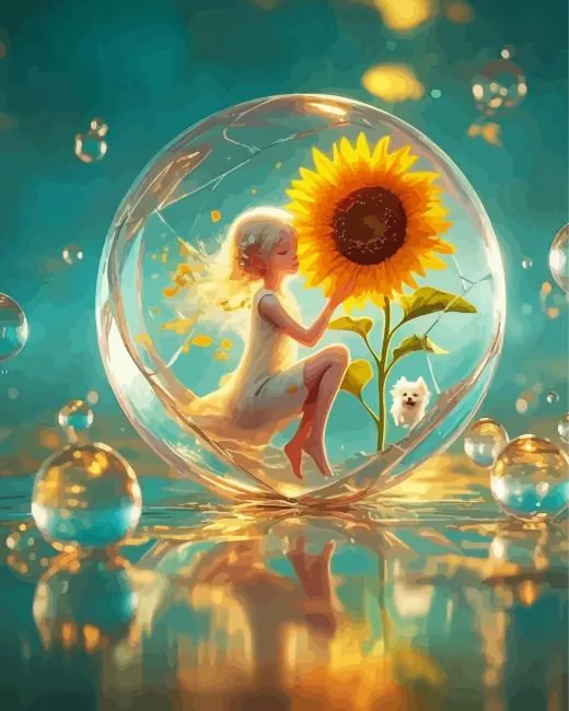 fairy holding a sunflower Diamond by Numbers Fairy Holding A Sunflower Diamond Painting