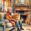 Fat Cat And Old Man Diamond Painting
