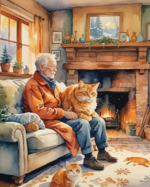 fat cat and old man Diamond Paintings Fat Cat And Old Man Diamond Painting