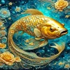 Floral Golden Koi Diamond Painting