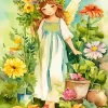 Garden Girl Flowers Art Diamond Painting