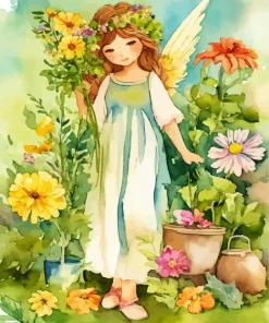 Garden Girl Flowers Art Diamond Painting