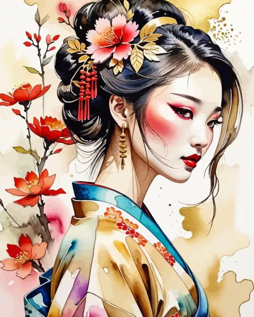 geisha girl art Diamond Paintings Geisha Girl Art Diamond Painting