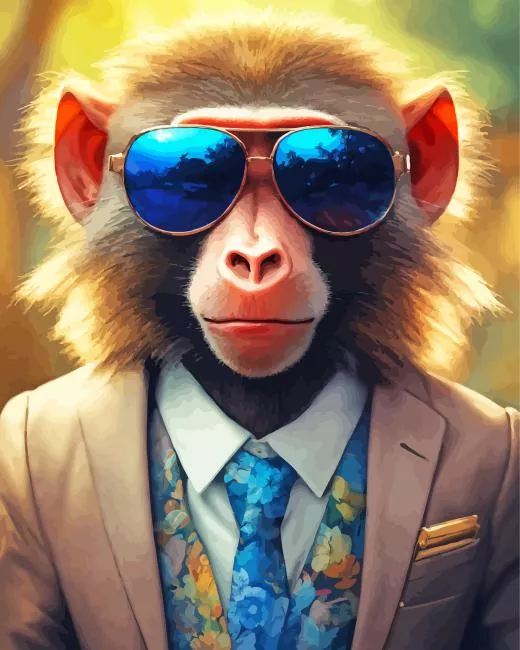 gentleman monkey Diamond By Numbers Gentleman Monkey Diamond Painting