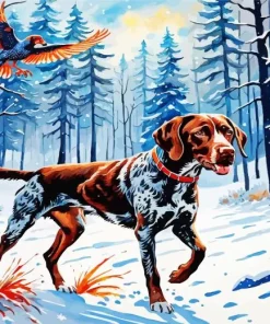 German Pointer Snow Diamond Painting