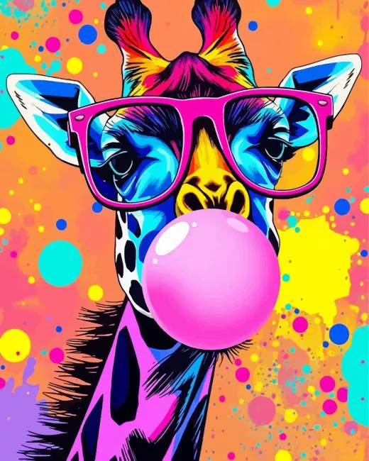 giraffe blowing a bubble art Diamond Paintings Giraffe Blowing A Bubble Art Diamond Painting