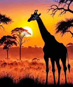 Giraffe In Sunset Art Diamond Painting