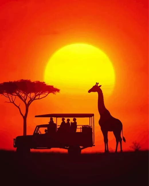 giraffe silhouette Diamond by Numbers Giraffe Silhouette Diamond Painting