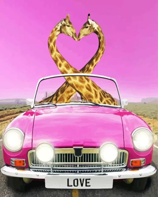 giraffes car Diamond Paintings Giraffes Car Diamond Painting