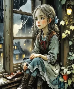 Girl At The Window Art Diamond Painting