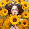 Girl Holding A Sunflower Art Diamond Painting