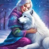 Girl Hugging Wolf Art Diamond Painting