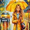 Girl In Rain With Umbrella Diamond Painting