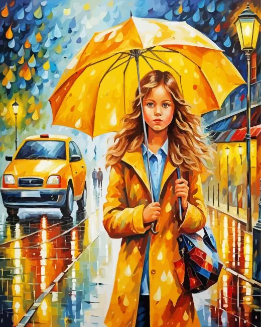 girl in rain with umbrella Diamond Paints Girl In Rain With Umbrella Diamond Painting