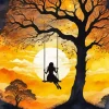Girl On A Swing Silhouette Diamond Painting