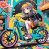 Girl On Bike Anime Diamond Painting