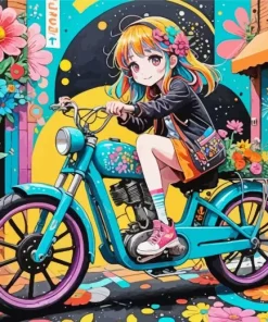 Girl On Bike Anime Diamond Painting
