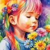 Girl Smelling Flowers Diamond Painting